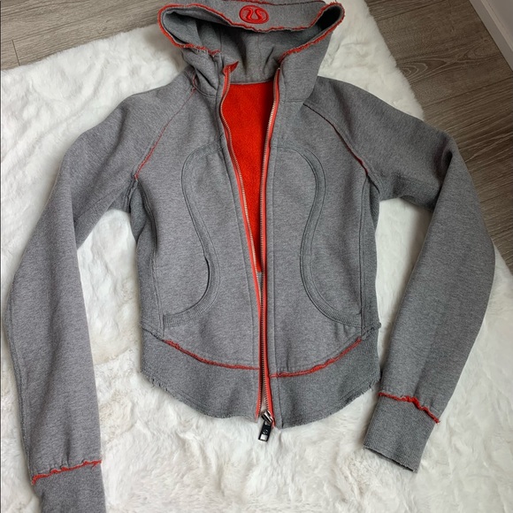 Lululemon jacket hoodie grey orange size 4 - Picture 7 of 16